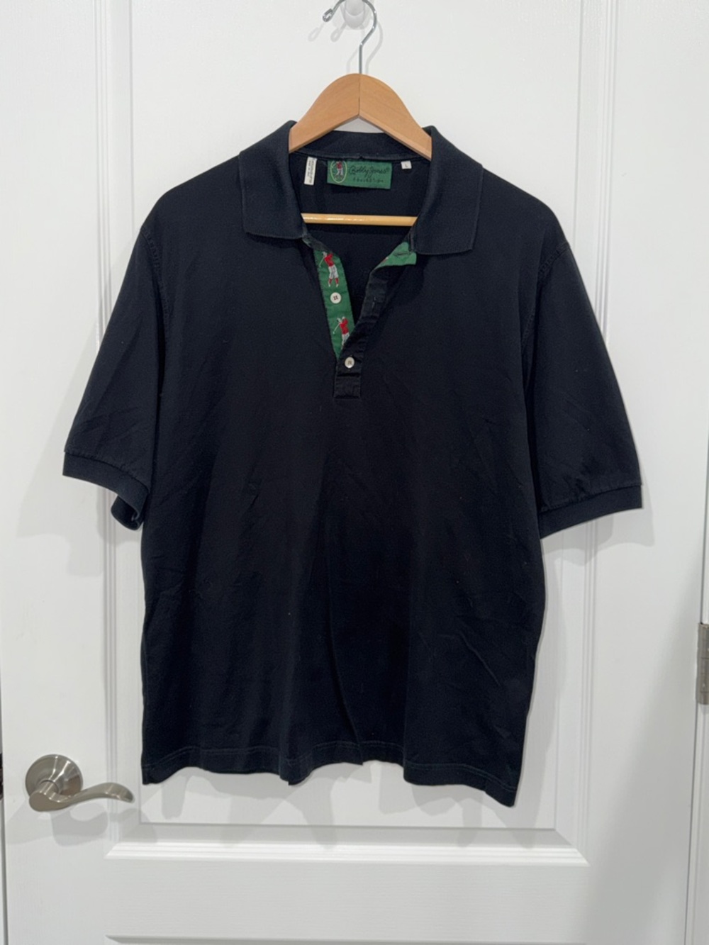 Vintage Bobby Jones Polo Shirt Black Golf 90s Adult large preppy short sleeve